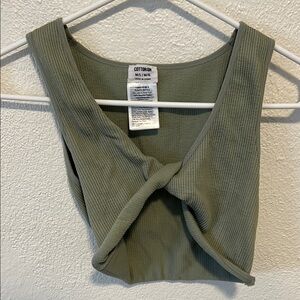 Cotton On Olive Green Ribbed Women's Top